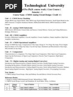 GTU PHD Core Syllabus CMOS Analog Circuit Design