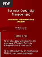 Business Continuity Management Awareness Presentation For Mampu2929