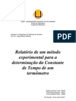 Relatório - Determinação Da Constante de Tempo de Um Termômetro - Termopar