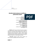 Abordări Privind Evaluarea Şi Valorificarea Patrimoniului Cultural - 2011