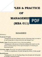 Principles & Practice OF Management (MBA 011)