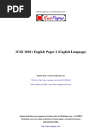 ICSE 2010: English Paper 1 (English Language) : Answer Key / Correct Responses On