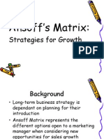 Ansoff's Matrix:: Strategies For Growth