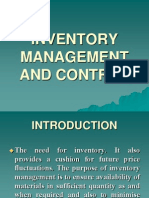 Inventory Management and Control