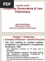 Corporate Governance & Law Preliminary: Lecture No.02