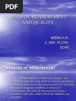 Tests of Measurement and Quality: Neena.K.M. Dcms