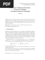 Absolutely Continuous Functions of Several Variables and Quasiconformal Mappings