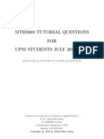 Mth3003 Tutorial Questions FOR UPM STUDENTS JULY 2010/2011: Please Try All Your Best To Answer All Questions)