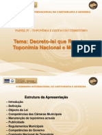 Decreto-Lei Que Regula A Toponímia Nacional e Municipal - Eng. José Andrade