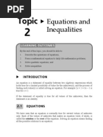 Topic 2 Equations and Inequalities