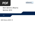 Mark Scheme (Results) Summer 2010: GCE History 6HI01/D