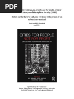 Cities For People Not For Profit, 2012, Notes Sur La Théorie Urbaine Critique Et Sur La Praxis D Un Urbanisme Radical