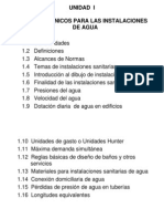 UNIDAD I Datos Técnicos para Inst. Agua