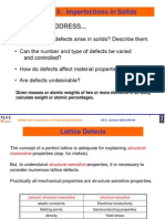 CHPT 5: Imperfections in Solids: Issues To Address..