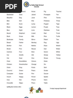 La Salle High School Cúcuta: List of Words First Category