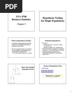 STA 9708 Business Statistics Hypothesis Testing For Single Populations For Single Populations