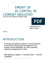 Management of Working Capital in Cement Industry