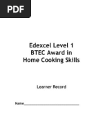 Learner Record Home Cooking Skills Level 1