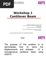 Workshop 1 Cantilever Beam: University of Puerto Rico at Mayagüez Department of Mechanical Engineering