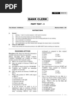 Bank Clerk - Part Test-3 - Test Paper