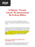 O Método Normal-Literal de Interpretação Da Profecia Bíblica