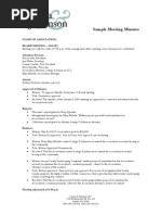 Sample Meeting Minutes