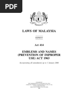 Act 414, Emblems and Names (Prevention of Improper Use) Act 1963 (Revised 1989)