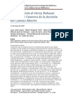 Cabildo de Buenos Aires - Comunicacion Al Virrey Cisneros de La Decision Tomada - 1810