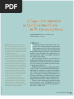 A Teamwork Approach: To Quality Patient Care in The Operating Room