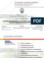 FAUA UPAO Expo Tesis "Centro Rcreacional Con Vivienda Temporal para El Golf y Country Club de Trujillo en Poroto"