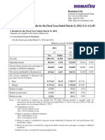 Consolidated Business Results For The Fiscal Year Ended March 31, 2012 (U.S. GAAP)