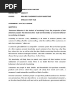 Name: Bankole Silas Olatunji Matric. No.: II9029477 Course: Mba 802: Fundamentals of Marketing Stream 3 Part-Time ASSIGNMENT: 2011/2012 SESSION