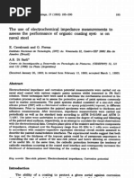 The Use of Electrochemical Impedance Measurements To Assess The Performance of Organic Coating Systr IS On Naval Steel