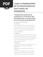 Reglamento General de Evaluación y Promoción Del Estudiante de La Universidad de San Carlos de Guatemala