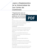 Reglamento para El Desarrollo de Actividades Públicas en La Universidad de San Carlos de Guatemala