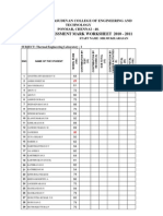 Internal Assessment Mark Worksheet 2010 - 2011