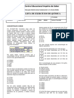 1 Lista de Exercicios de Quimica CEIS - 2 UNIDADE