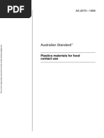 As 2070-1999 Plastics Materials For Food Contact Use