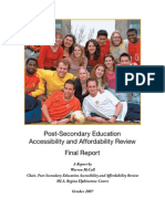 Saskatchewan - Post-Secondary Education Accessibility and Affordability Review - Final Report - Warren McCall - October 2007