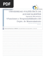 Funciones y Responsabilidades Del Depto de Mtto