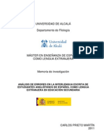 Memoria Investigación - Carlos Prieto Martín - Análisis de Errores de Estudiantes Anglófonos