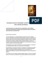 Nota de Prensa #1 - Se Estrena en Soria El Cortometraje La Gran Conquista, Del Actor y Director Iván Hermes