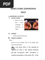 Hortatory Exposition Text: A. Listening Activity I. Lead in Activity