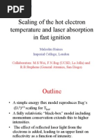 Scaling of The Hot Electron Temperature and Laser Absorption in Fast Ignition