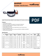 0-9V 1A Transformer Specification