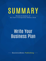 Write Your Business Plan (Review and Analysis of the Staff of Entrepreneur's Media's Book)