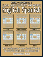 Pack 6 Books in 1 - Flash Cards Pictures and Words English Spanish: 400 Cards - Spanish vocabulary learning flash cards with pictures for beginners