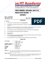 Paractice Paper I (IIT JEE)