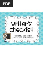 Writer's Checklist: Created by Diane Bradner