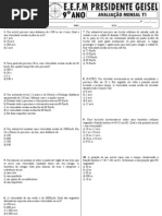 Av de Física 9º Ano - Velocidade Média T1